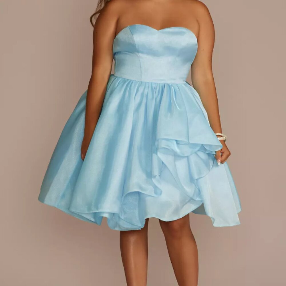 Baby Blue Strapless Ruffle Dress - Picture 3 of 4